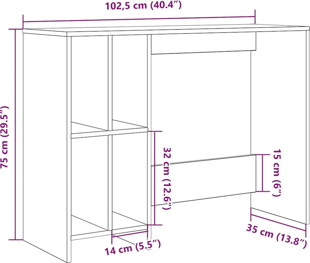 Scrivania Artigianale Rovere 102,5x35x75 cm - Mobile Ingresso Salvaspazio - 9