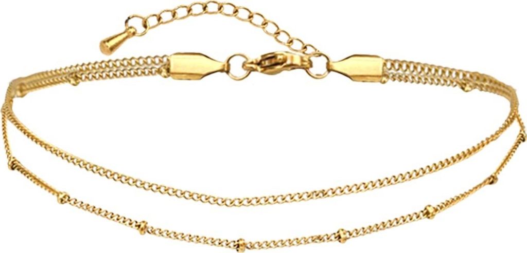 viva-adorno 21cm Edelstahl Fußkettchen Armkette Länge verstellbar Damen Armband Damenarmband Gliederkette SB16, D1 gold