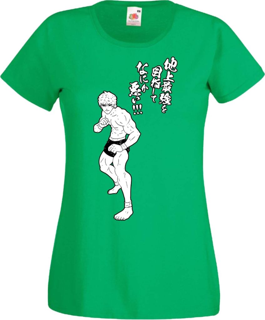 Damen T-Shirt Manga Anime Baki The Grappler 01 Baki The Grappler, Lady L / Grün