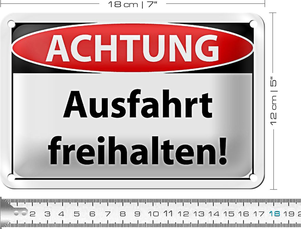 Blechschild Hinweis 18x12cm Achtung Ausfahrt freihalten