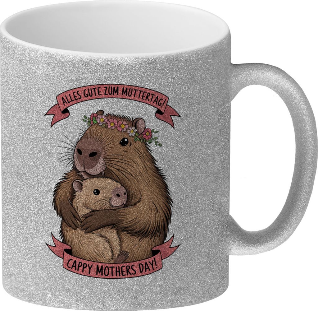 Capybara - Alles Gute zum Muttertag Glitzer-Kaffeebecher