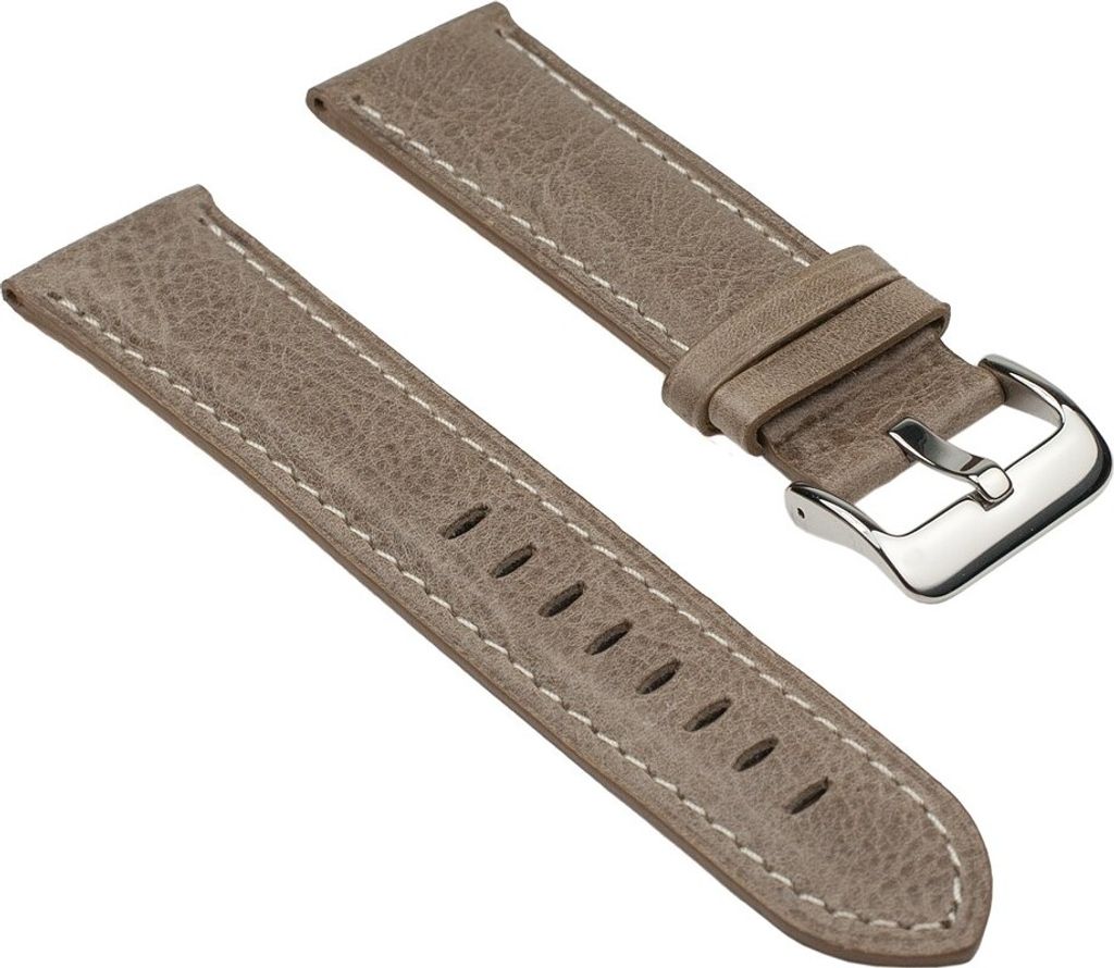 Uhrenarmband Leder Vintage Look Grau mit Naht 25837S, Stegbreite:18mm
