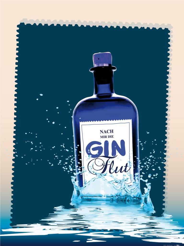 Alkoholische Getränke Kunstdruck Bild - Nach Mir Die Gin-Flut (80 x 60 cm)