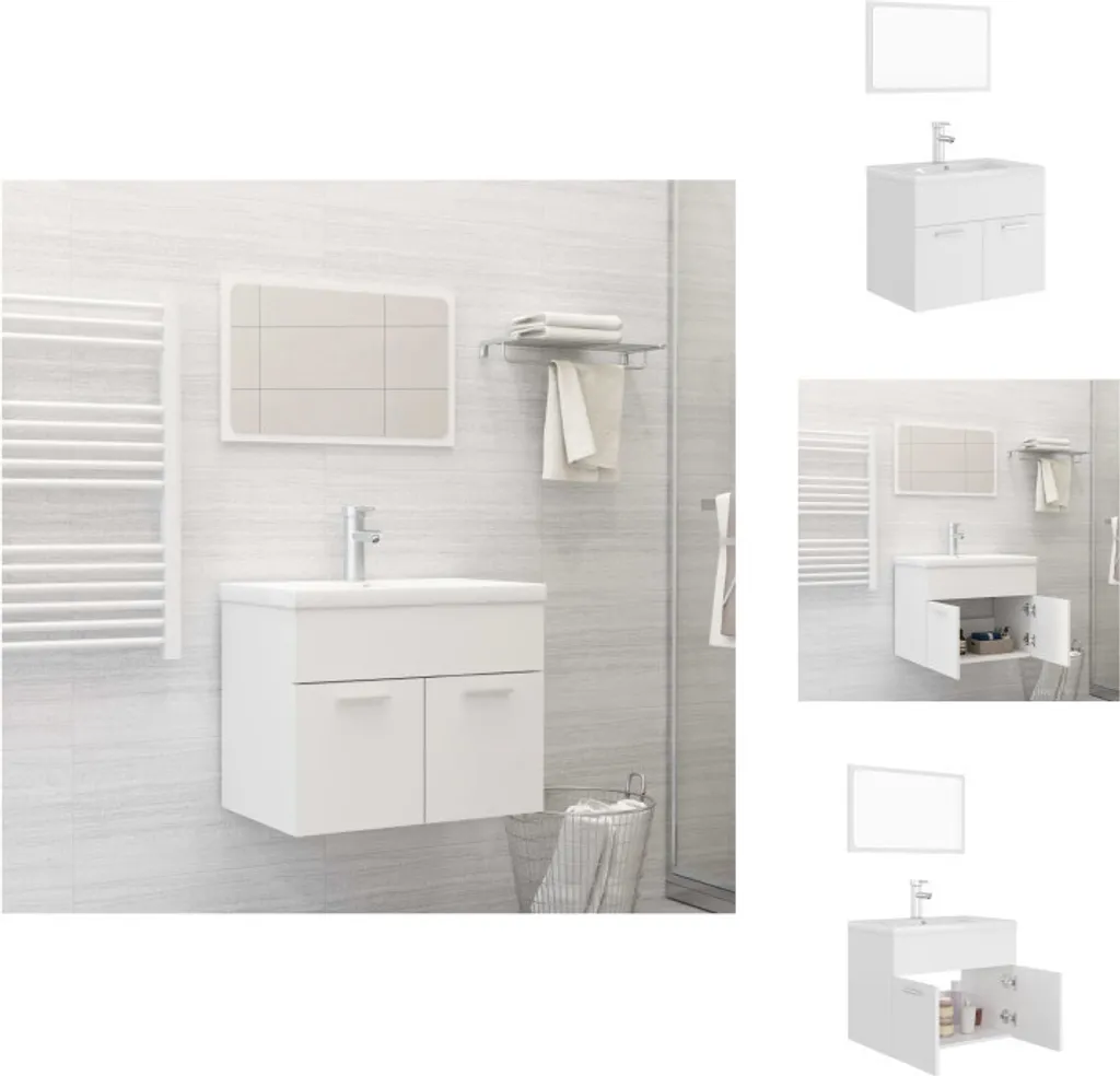 Ensemble de meubles de salle de bain vidaXL blanc en bois composite 3 pcs