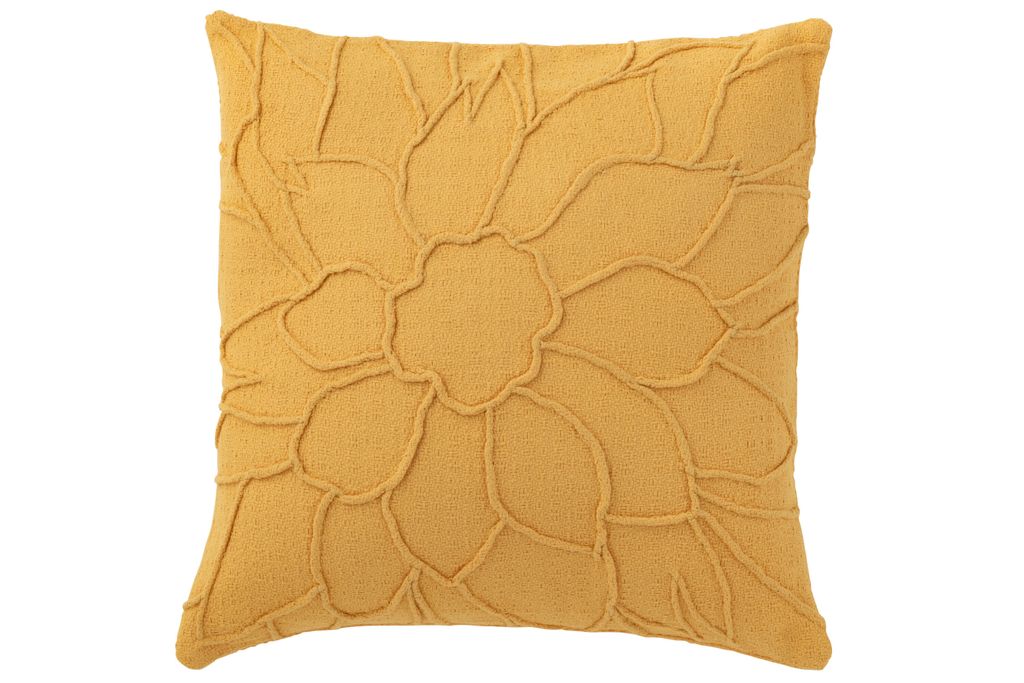 J-Line - Kissen Blume Textil Orange - 43x43x10cm