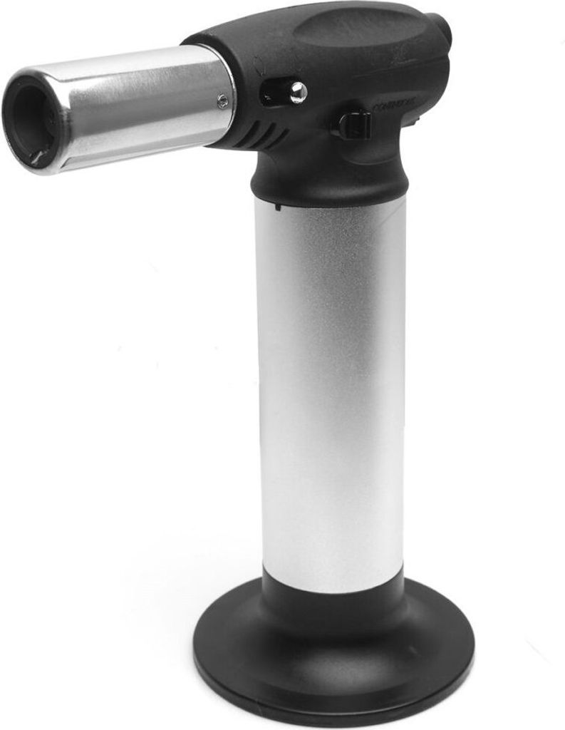 A creme brulee torch is shown against a white background.