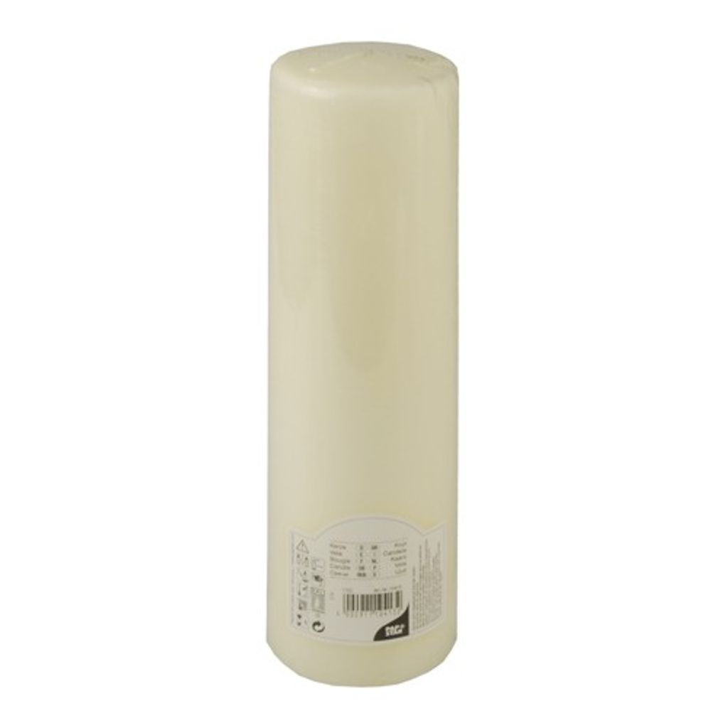 Papstar Stumpenkerze Ø 80 mm, 290 mm elfenbein Ivory mit Flachkopf 10413