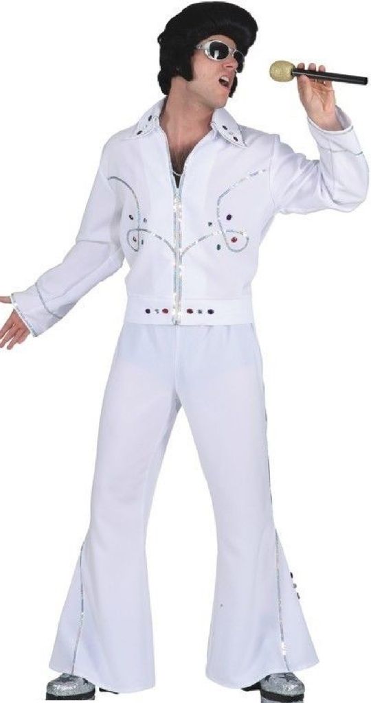 O839-52 weiß Herren Rockstar Kostüm Rockstaranzug Discoanzug Gr.52