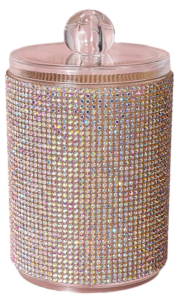 Strass-Aufbewahrungsdose mit Deckel, funkelnde Wattestäbchendose, staubdichter Organizer für Wattepads zur Aufbewahrung auf Waschtisch und Badezi...