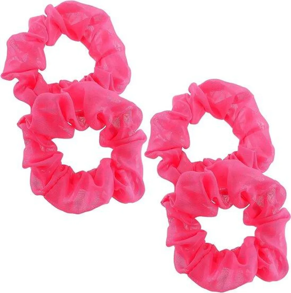 Élastiques Cheveux Rose Fluo pour Sport et Soirées Années 80 - x4