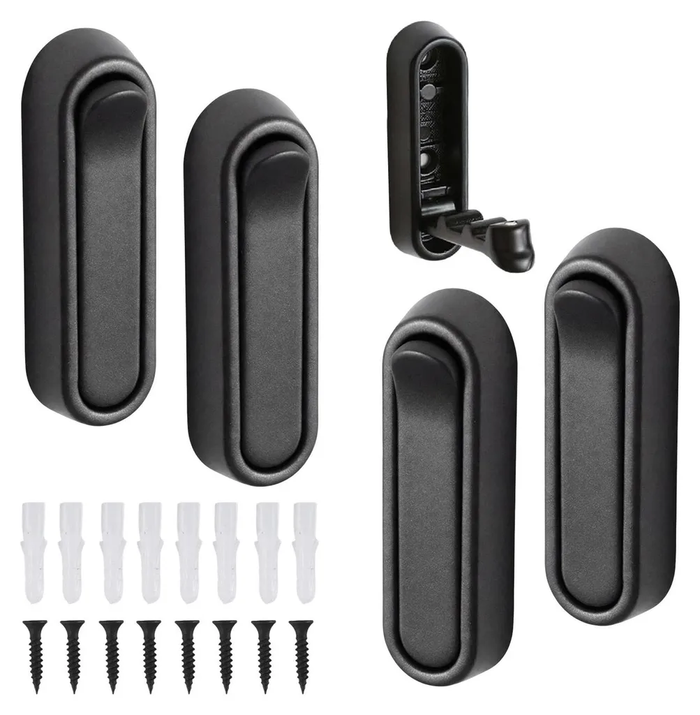 Lot de 4 crochets muraux rabattables en alliage de zinc noir robuste