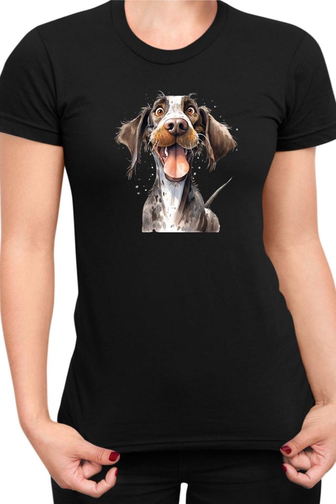 Damen T-Shirt Funny Dogs Breeds German Pointer Dog Breed, Lady XS / Schwarz