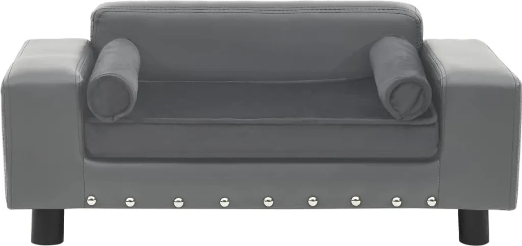 Canapé pour chien Gris 81x43x31 cm vidaXL en Peluche et Simili Cuir