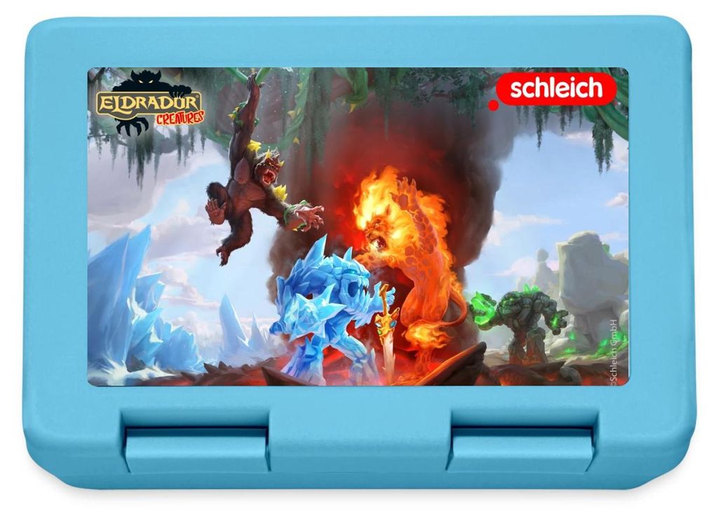 Spreadshirt Schleich Eldrador Creatures Eiswelt und Lavawelt Brotdose Lunchbox, One size, Saphirblau