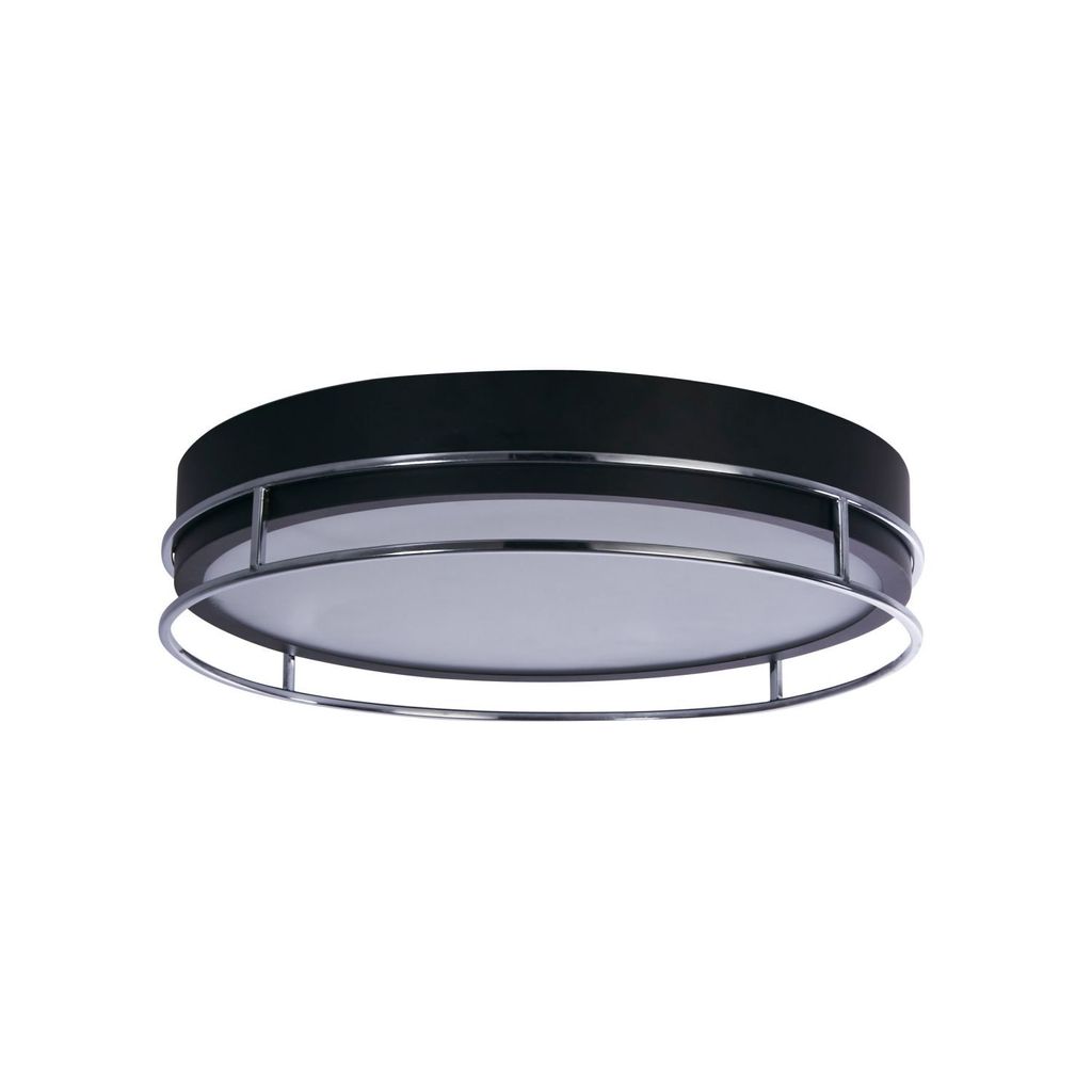 Deckenleuchte Metall Glas E14 IP44 rund Ø 40 cm Schwarz Chrom 3-flammig Modern