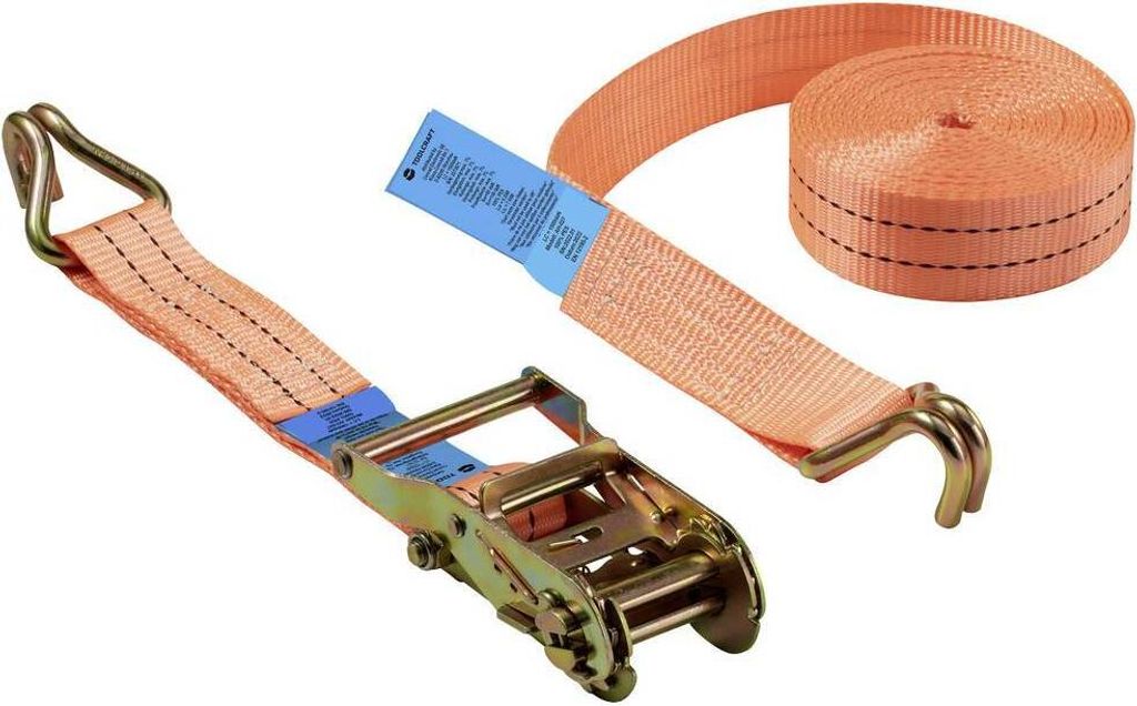 TOOLCRAFT Zweiteiliger Spanngurt Zugkraft LC Niederzurren (einzeln/direkt)=1500 daN (L x B) 8000 mm x 38 mm Ratsche