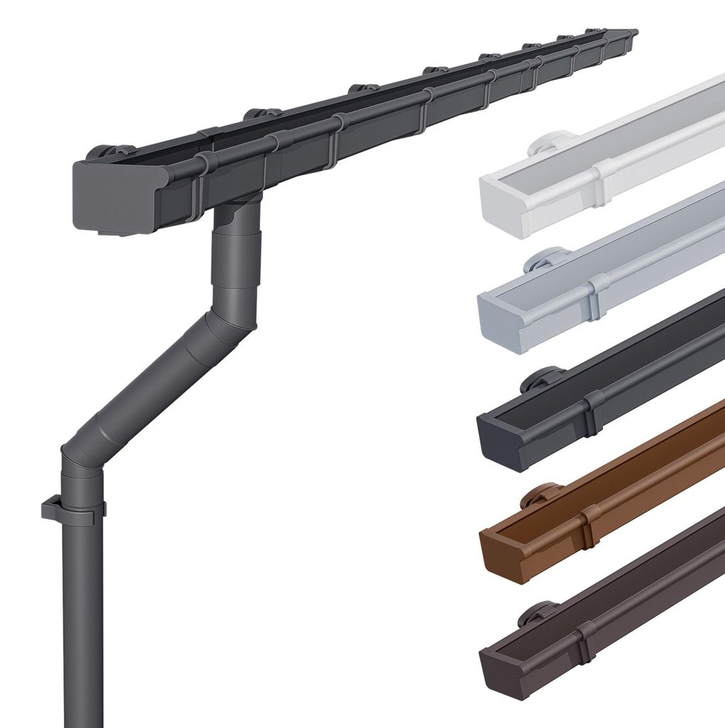 INEFA Dachrinne Kunststoff Set NW68 / 68mm – Kastenrinne 3m Produktbild 