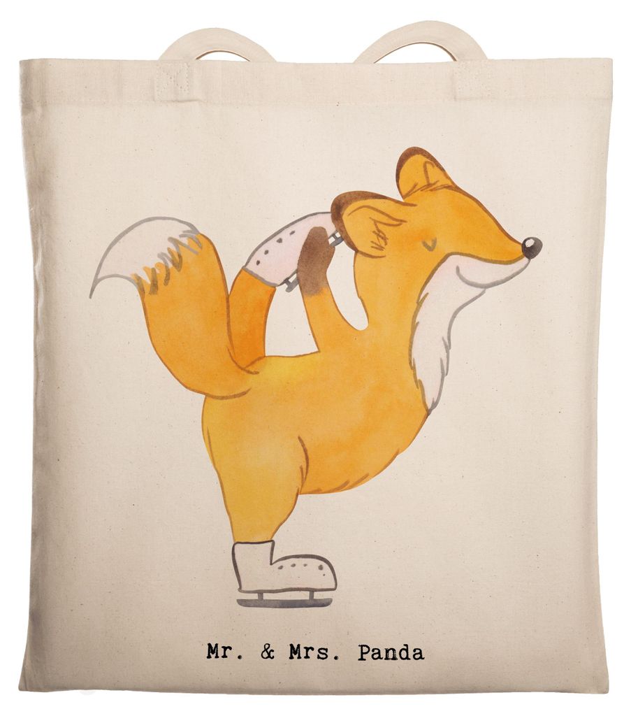 Mr. & Mrs. Panda Tote Bag Fuchs Eiskunstläufer - Transparent - Geschenk, Uni Tasche, Beutel, Eiskunstläuferin, Eiskunst, Tragetasche, Laptoptasche