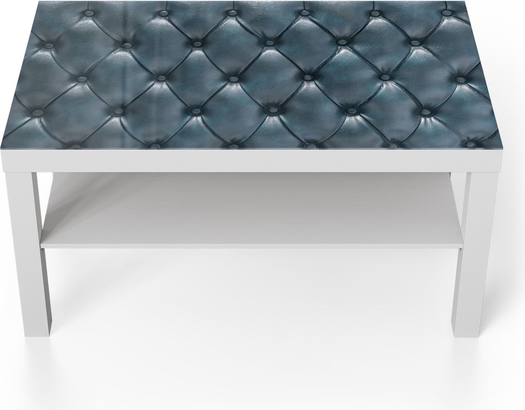 DEQORI Couchtisch 90x55 cm Weiß 'Elegantes Chesterfield' Glas Beistelltisch Glastisch modern