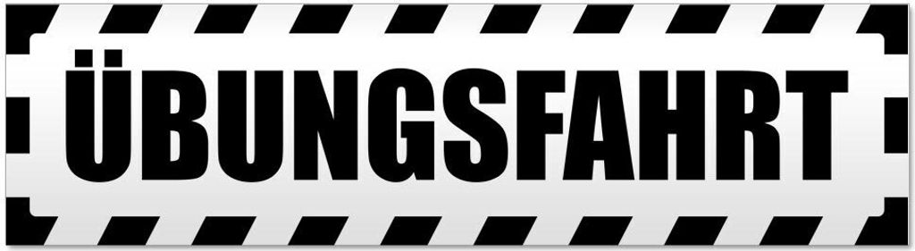 Kiwistar Übungsfahrt gestreift Magnetschild Schild magnetisch - 60cm Schwarz - Magnetfolie für Auto PKW Kfz