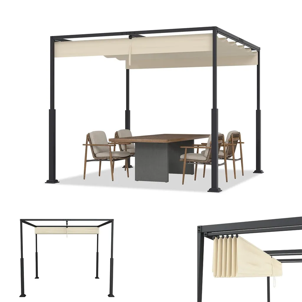 Abri de Jardin Indépendant 3x3m Idéal pour Repas et Détente Extérieure