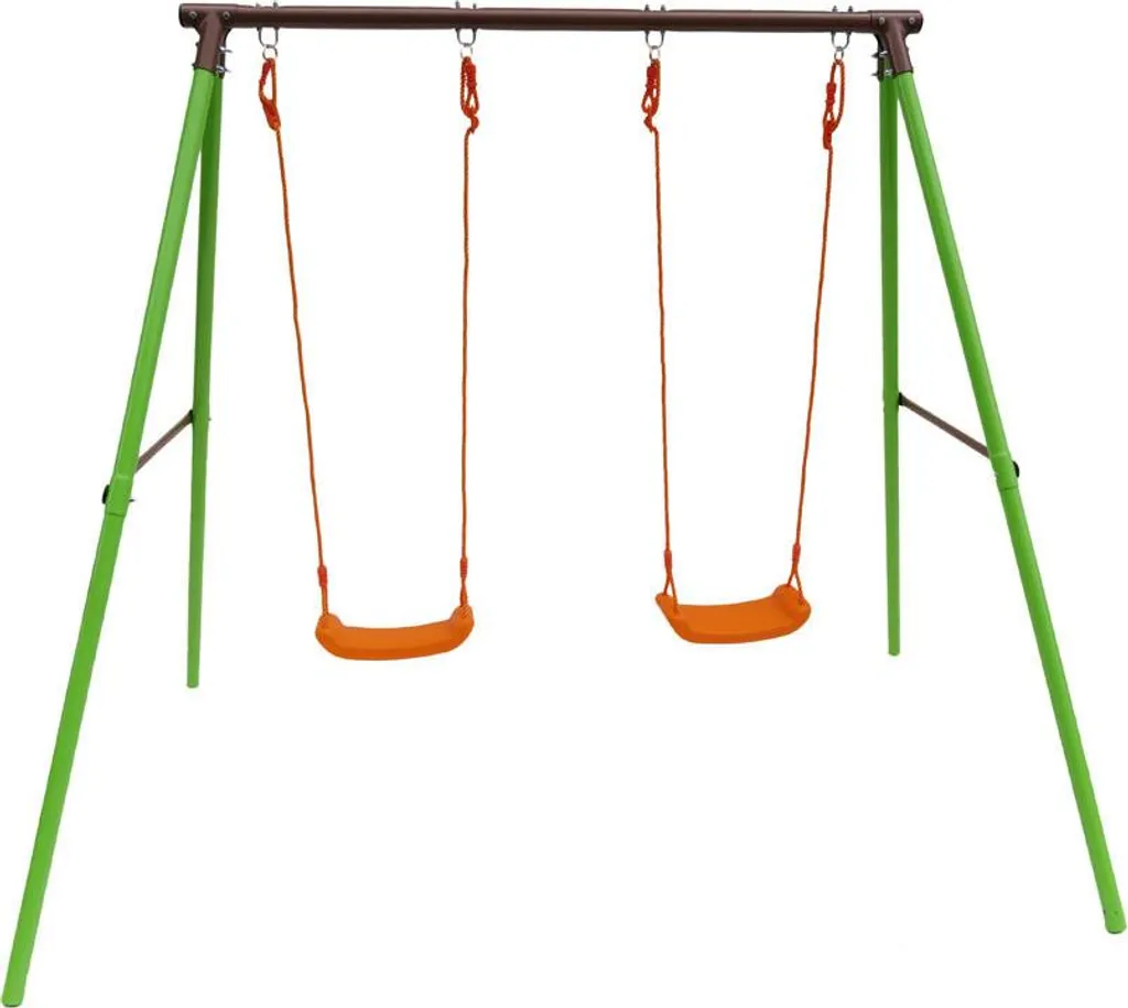 Balançoire de jardin en métal Polo 1.95m avec deux sièges suspendus