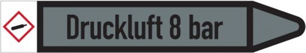 Dreifke Aufkleber I RKZ-Etikett Druckluft 8 bar, rechts, DIN, grau/schwarz, ...