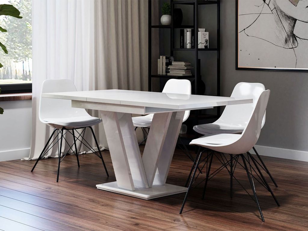 Tavolo da pranzo allungabile NAPUREN - bianco lucido Immagine del prodotto 