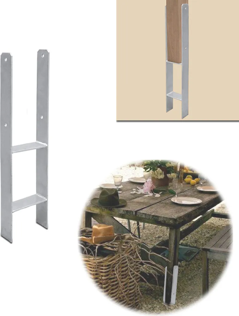 Supporti Pali Legno 9x9 Karpal Ancore ad H Zincate 6 Pezzi
