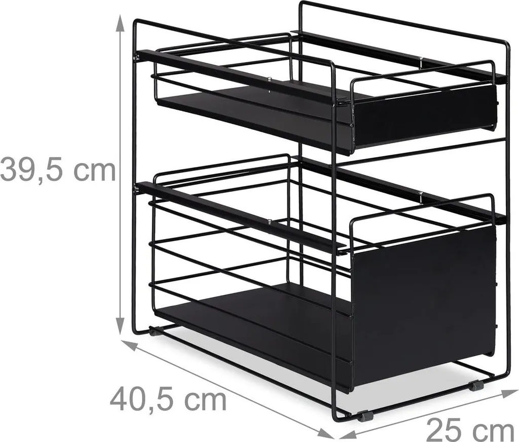 Caisson de rangement 2 tiroirs noir pour documents et fournitures A4 - 4