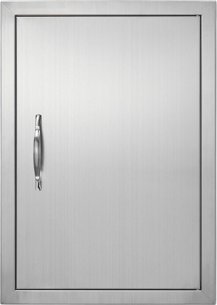 "Rostfreie Außenküchentür 432x610x46 mm - Vertikale Edelstahltür für Grillinsel und Grillstation"