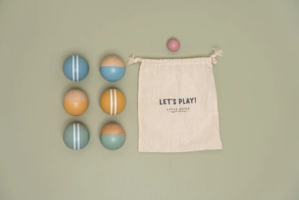 Jeu de pétanque enfant sécurisé - Boules en bois légères Little Dutch