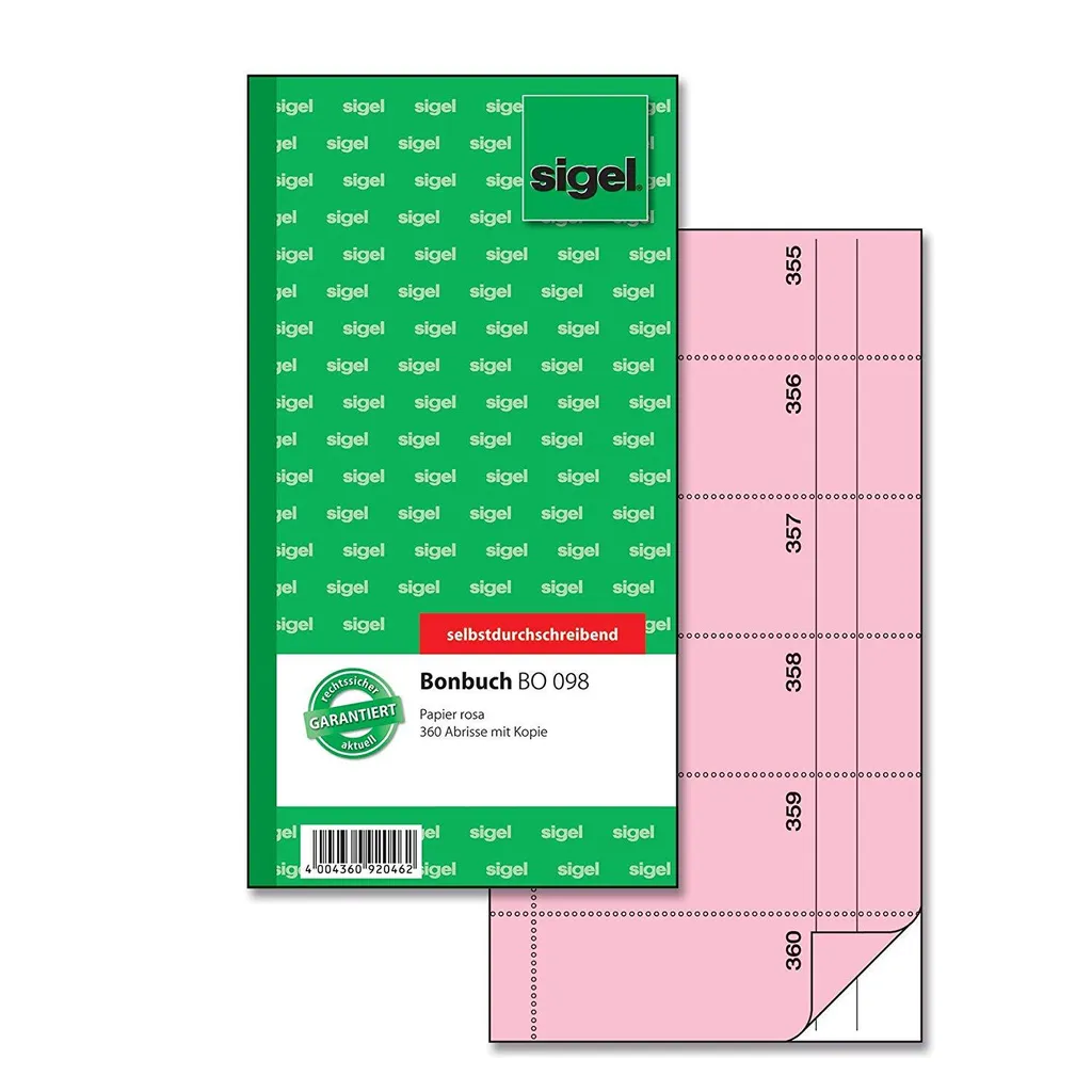 Sigel Bonbuch Rosa 105x200mm | 360 Strappi | Blocco SD Professionale