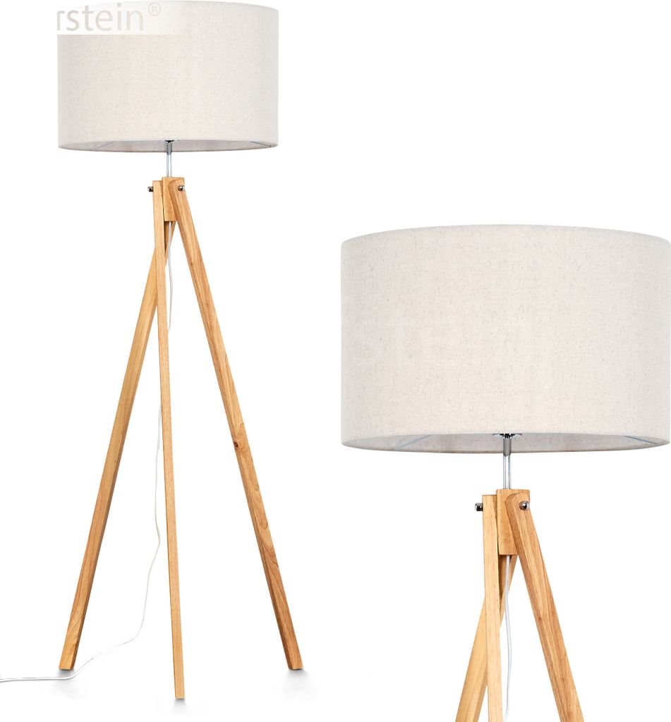 Bitonto Stehlampe aus Holz/Stoff in Naturfarben/Beige/Weiß