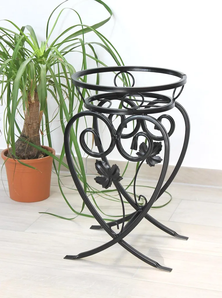 Sellette à Fleurs 49 cm Noire en Métal - Design Robuste et Moderne - 6