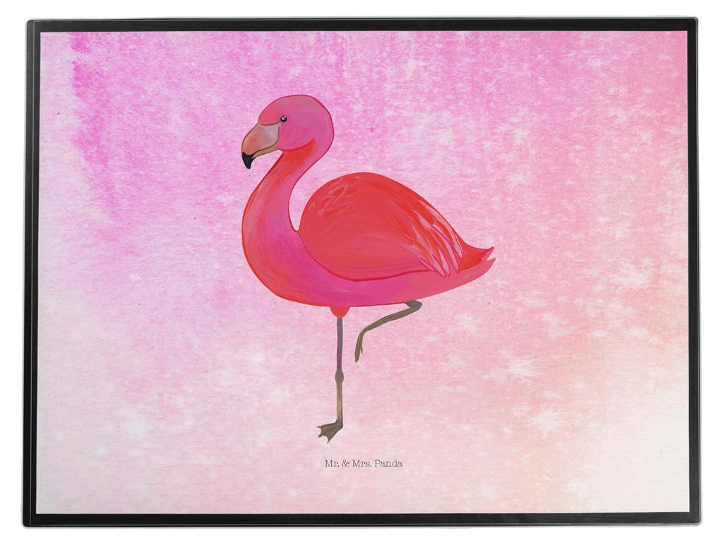 Mr. & Mrs. Panda Schreibunterlage Flamingo Classic - Aquarell Pink - Geschenk, Ich, schreibtischunterlage, Tischunterlage, malunterlagen, schreibti...