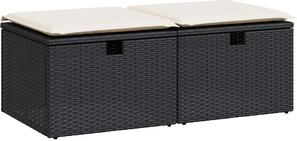 vidaXL Set Divani Giardino 2 Posti Polyrattan Nero con Cuscini