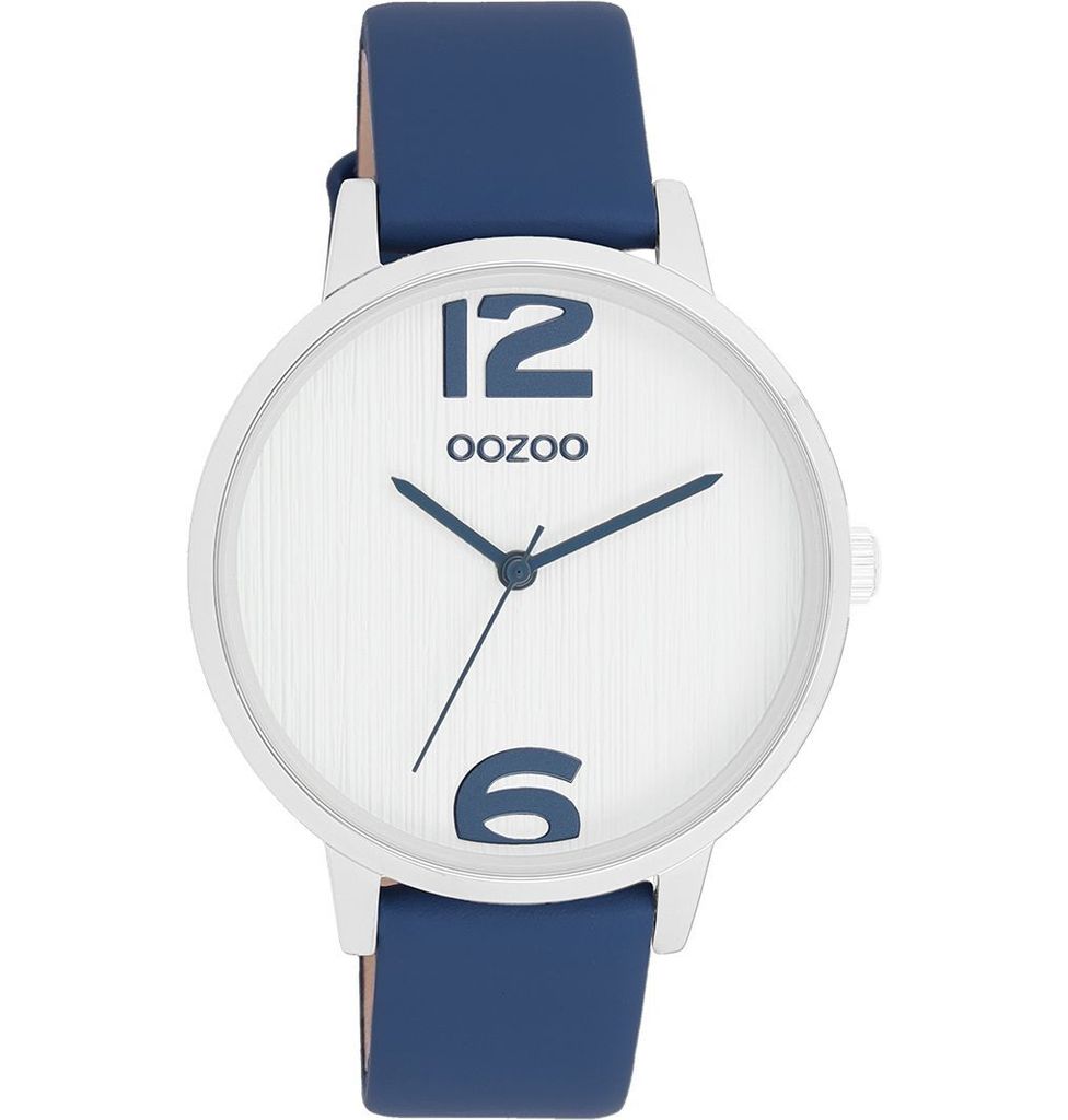 Oozoo Armbanduhr blau Leder Timepieces Damen Analog-Quarzuhr UOC11238
