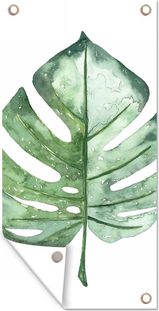 MuchoWow 30x60 cm Outdoor-Poster Gartendeko Sichtschutz Garten Poster für den Garten Aquarell - Monstera - Blatt