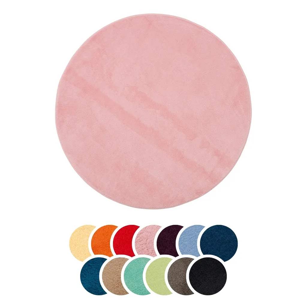 tappeto da bagno darling, 100% poliestere, con rivestimento antiscivolo, altamente assorbente, serie Santos, Ø 110 cm, 1500 g/m², lavabile a 30 gradi, rosa scuro