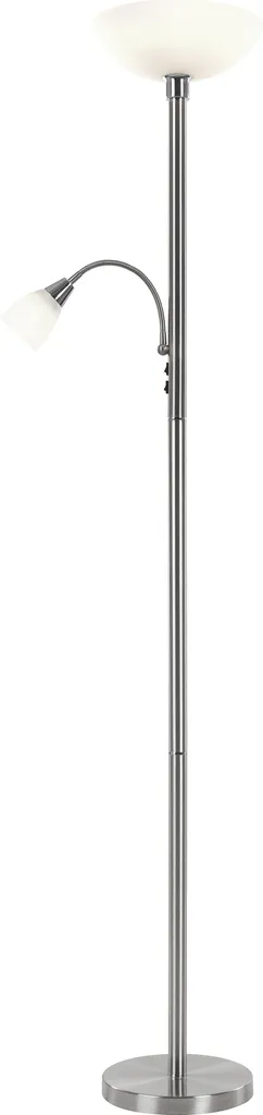 Plafonnier 180cm avec lampe de lecture en nickel chrome et verre Globo