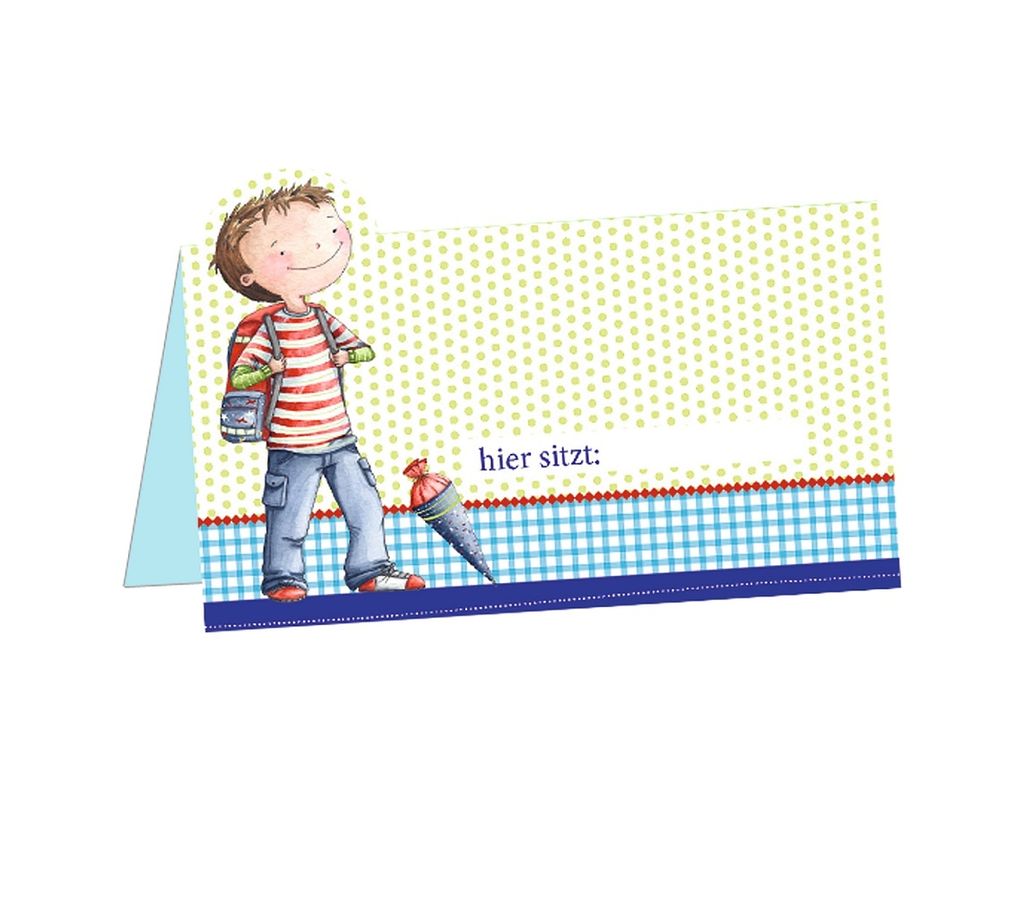 ROTH 6er Set Tischkarten blau, 5x9 cm aus Schulanfangs-Serie Leni & Paul