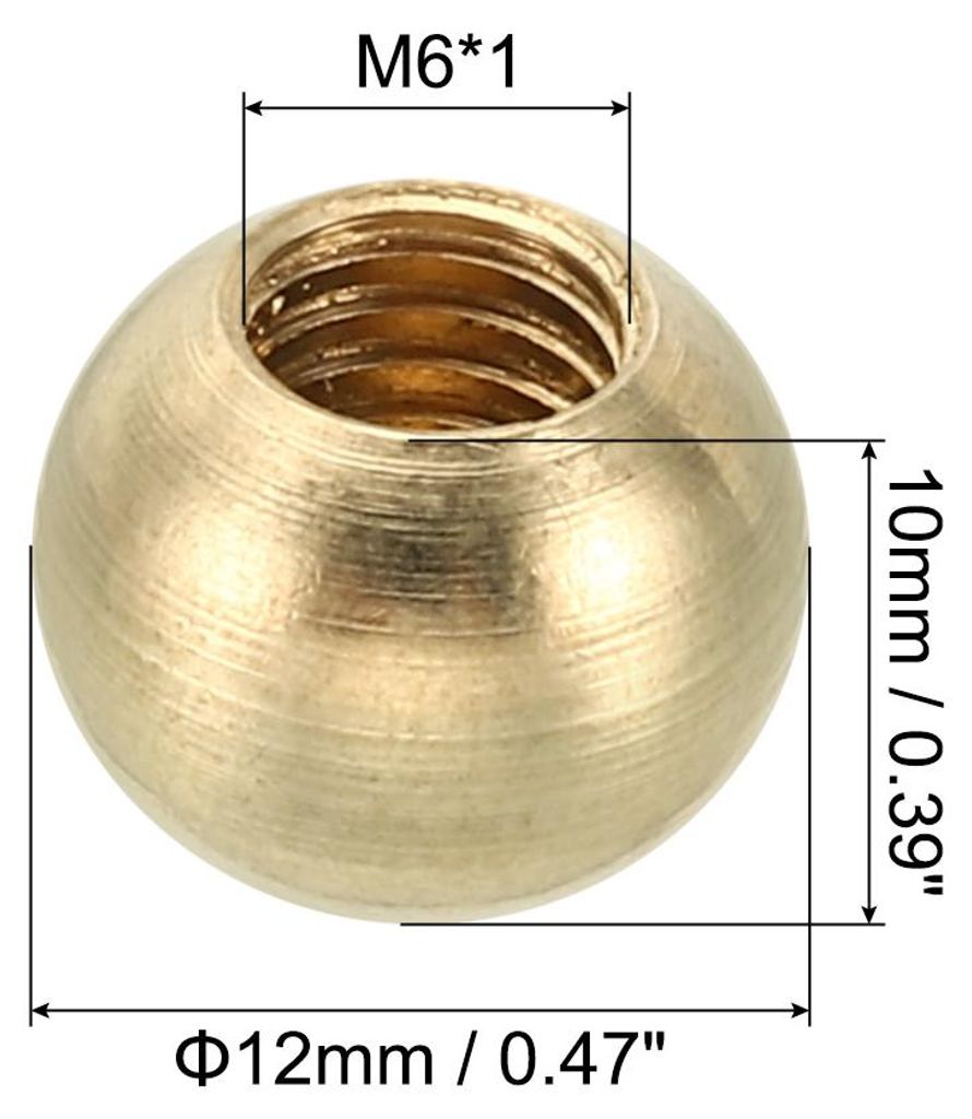 M6x1 Gewinde Hutmuttern Knopf 15 Pack Messing Kugel Lampe Dekoration Schraubkappen Mutter Abdeckmutter fš¹r M?bel Beleuchtung oder Basteln Projek...
