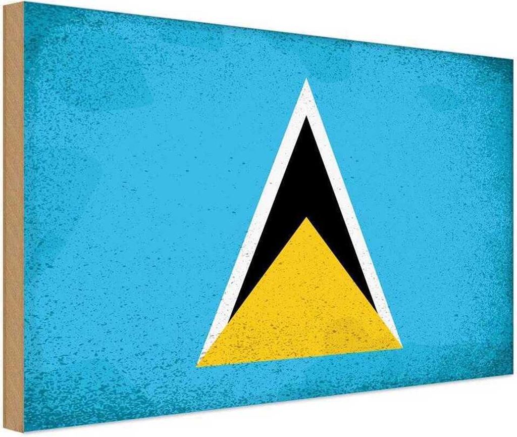 vianmo Holzschild 12x18 cm Saint Lucia Vintage Flagge Fahne Wappen