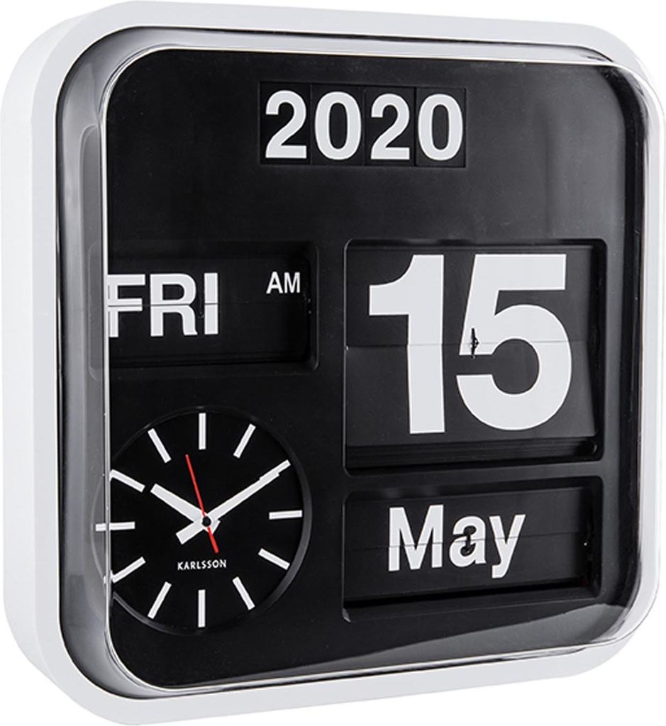 Karlsson - Wanduhr Big Flip - Weiß/Schwarz - 43x43x16cm Produktbild 