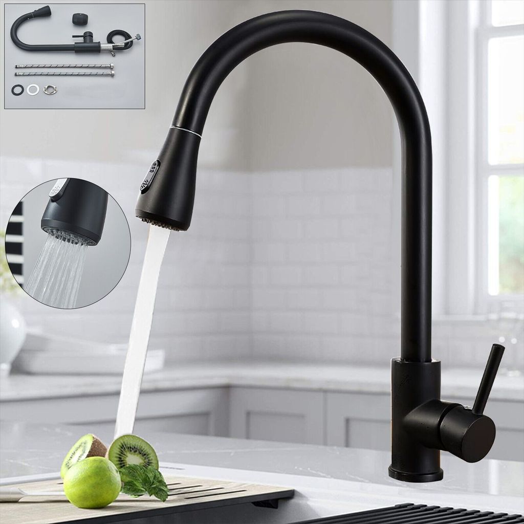 Küchenarmatur Ausziehbar mit Brause Edelstahl 360°Wasserhahn Küche Einhandmische