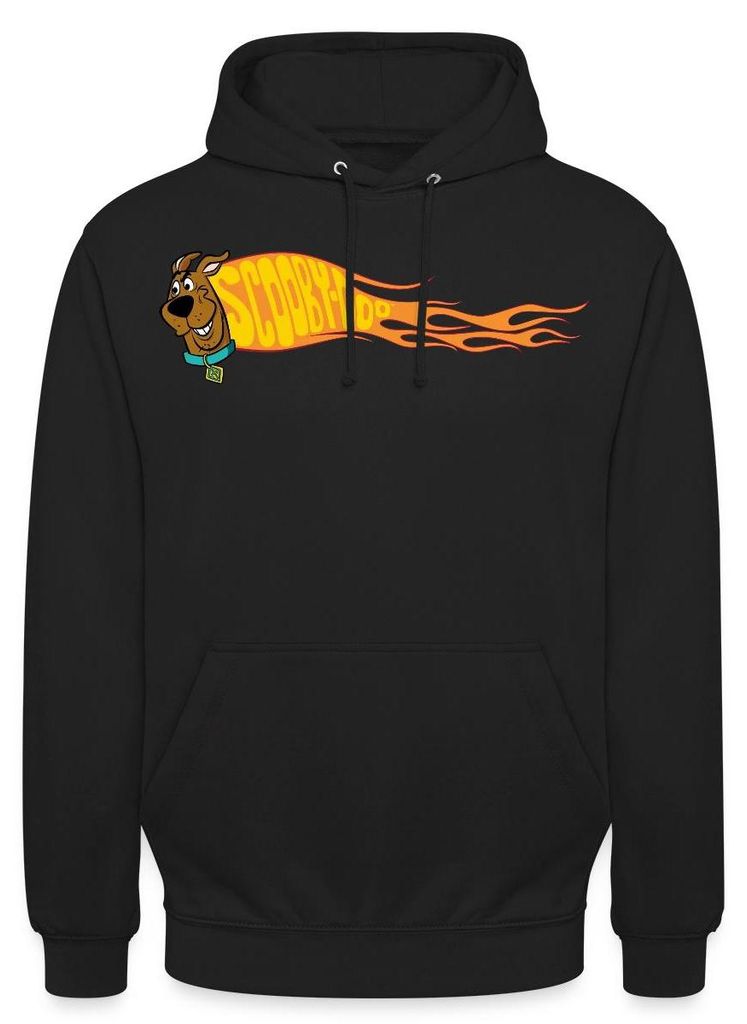 Spreadshirt Scooby-Doo Mit Flamme Und Aufschrift Uni Hoodie, M, Schwarz
