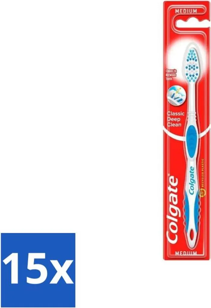 Colgate Classic Deep Clean Spazzolino Medio - Pack 15 Pezzi Risparmio