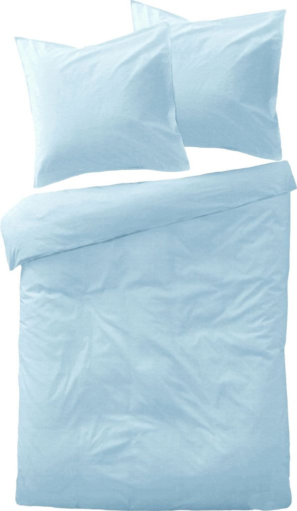 JACK Mako Satin Bettwäsche 135x200cm 2 tlg. Einfarbig Uni Anthrazit Weiß Grau Hellblau Edel seidiger Glanz, Farbe:Hellblau