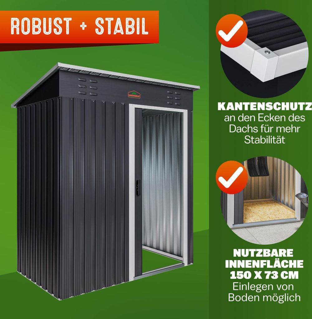 GARDEBRUK® szopa na narzędzia 185x165x90cm 1,5m² drzwi Zdjęcie produktu 6